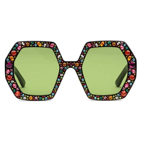 gucci crystal green sunglasses|black Gucci sunglasses.